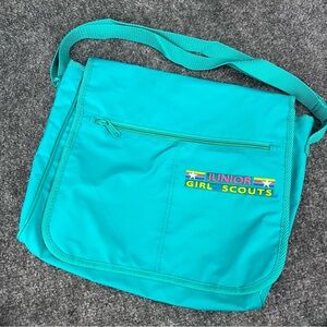 Junior Girl Scouts Teal Messenger Bag  Embroidered Pockets Adjustable Shoulder